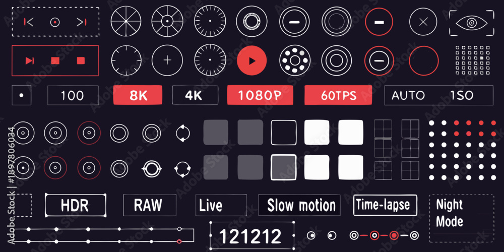 Fototapeta premium Camera interface controls and settings displayed in a minimalist style
