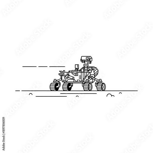 Robotics and technology futuristic mars rover exploring alien terrain with advanced sensors and wheels