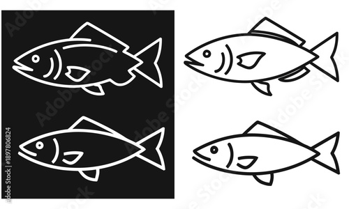 Comprehensive Collection of Freshwater Fish Species Vector Illustrations Featuring for Fishing and Aquatic Education