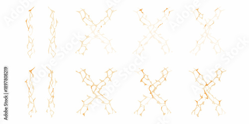 Abstract patterns resembling lightning strikes in a grid layout