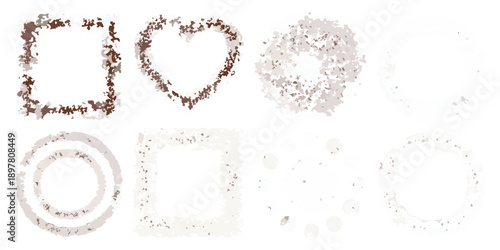 Abstract geometric shapes with a textured grainy appearance on black