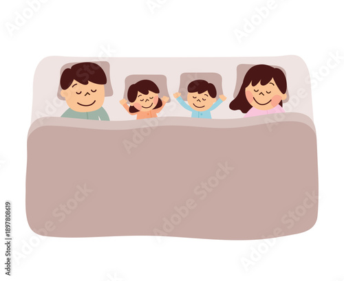 布団で眠る家族