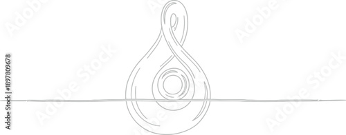 Elegant Abstract Continuous Line Art Symbol in a Flowing Drop Shape, Perfect for Modern Design and Conceptual Branding