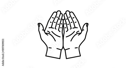 Hands together in prayer gesture with palms facing each other