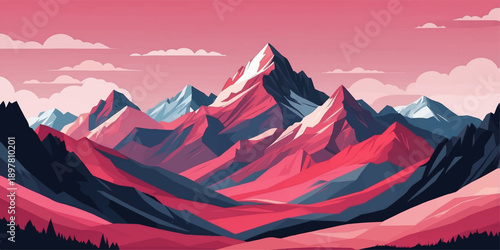 Majestic snow-covered peaks of the Himalaya glow under a golden mountain sunrise and sunset view across an alpine winter landscape with high glaciers and clouds surrounding the Everest summit terrace