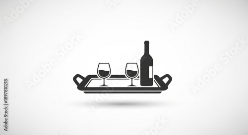 Wine and glasses on a serving tray elegant drink setup