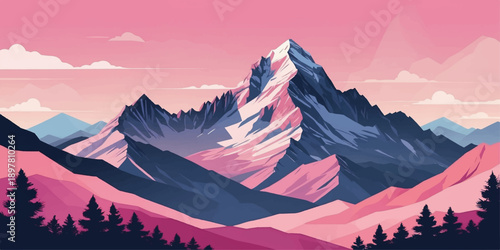 Panoramic winter landscape of snow-covered Himalayan peaks and alpine valleys under a vibrant sunrise and sunset sky with golden sun rays piercing through clouds and mountain fog