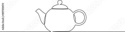 Simple Outline Vector Illustration of a Classic Teapot for Serving Hot Beverages and Relaxing Tea Moments