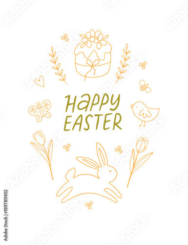Hand drawn Easter line art drawing