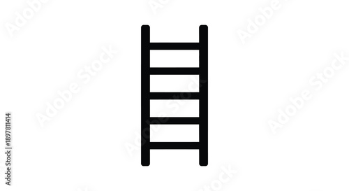 A simple minimalist illustration depicts a black ladder against a plain white background showcasing verticality high quality professional