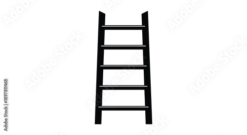 A simple black silhouette of a freestanding ladder against a stark white background emphasizing form high quality professional