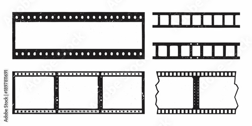 Collection of vintage film frame edges and photographic strip layouts