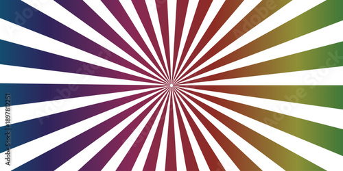 A vintage sunburst background featuring colorful abstract rays and a grunge paper texture in a vector illustration design for a retro wallpaper backdrop