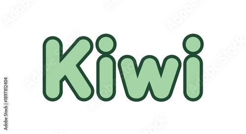 Vector kiwi fruit logo, green bubble letter illustration, for branding or packaging, Isolated on transparent background, png