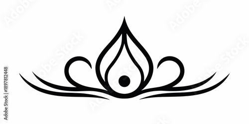 Elegant black floral design featuring a stylized lotus blossom