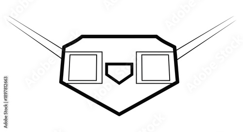 A simple black and white line drawing depicts a baseball diamond with a home plate and bases high quality professional