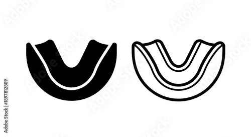 Macaroni pasta icons: solid black and outline versions, representing food and ingredients for cooking.
