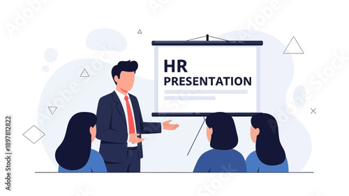 HR Manager Conducting Presentation to Employees in Office Meeting