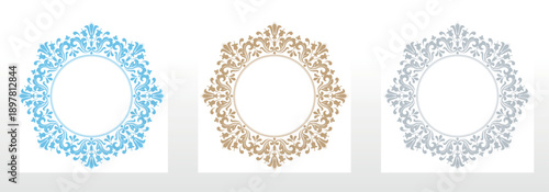 Set of decorative frames Elegant vector element for design in Eastern style, place for text. Floral colored frames. Lace illustration for invitations and greeting cards