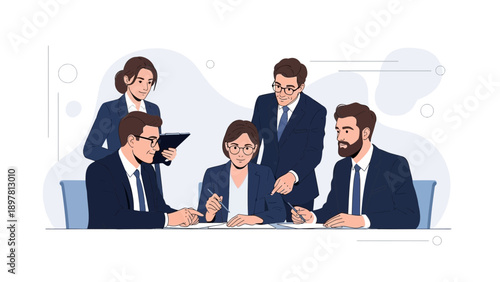 Business Team Meeting and Collaboration: Diverse Professionals Discussing Strategy