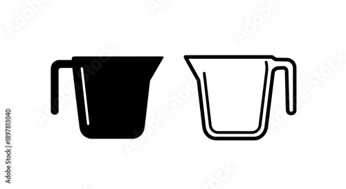 Jug Measuring Cup Icons: Solid and Outline Styles for Kitchen Measuring Needs