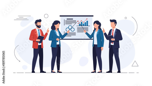 Business Team Meeting Presentation Strategy Growth Chart