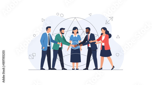 Diverse Business Team Shaking Hands, Unity and Partnership Concept