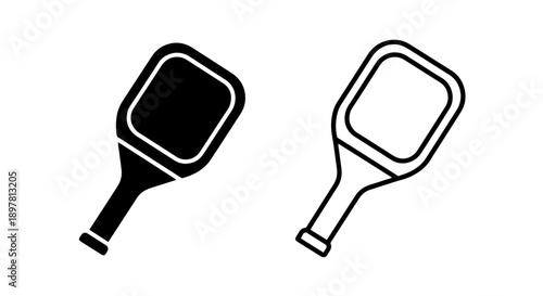 Icons featuring a square-headed paddle, perfect for representing racquet sports or games