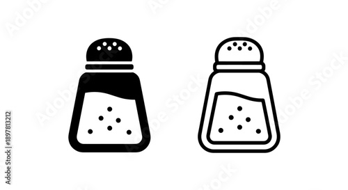 Salt shaker icons displaying salt crystals inside, for food and seasoning related designs