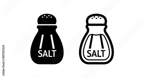 Salt shaker icons with clear labeling, perfect for food, cooking, and seasoning concepts