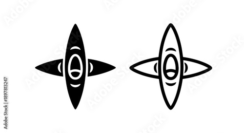Kayak icons viewed from above, perfect for water sports, adventure, or travel themes