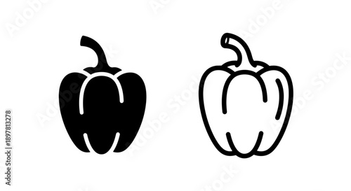Simple icons of a bell pepper, ideal for representing vegetables, food, or healthy eating