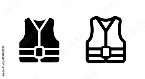 Life jacket icons, symbolizing safety, water sports, boating, and emergency preparedness