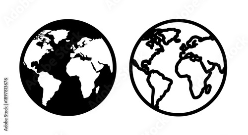 World Globe Icon Set: Global Representation and International Concepts