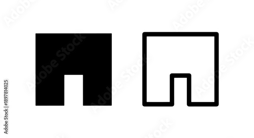 Minimalist icon set of shorts, solid black and outline versions for fashion and clothing design