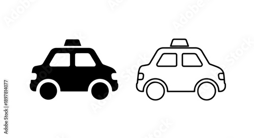 Simplified icon of a taxi, solid black and outline versions for easy integration into designs