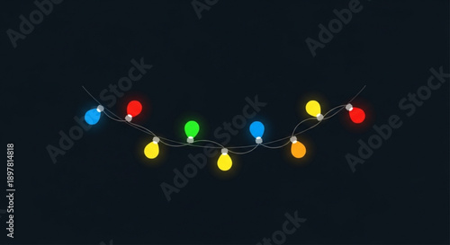 Colorful string lights on a dark background for festive decoration