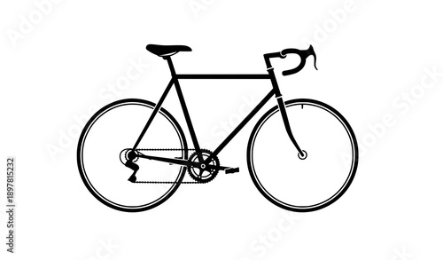 Classic road bicycle silhouette vector illustration isolated on white background