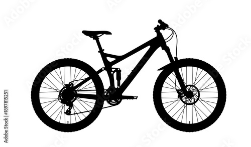 Mountain bike silhouette vector in flat black style isolated on white