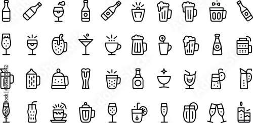 Icon Set of Various Drinks and Beverages