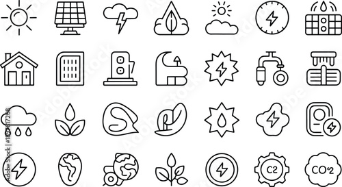 Collection of Renewable Energy and Environmental Icons