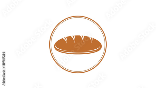 Brown Bread Loaf Icon in Circle Frame