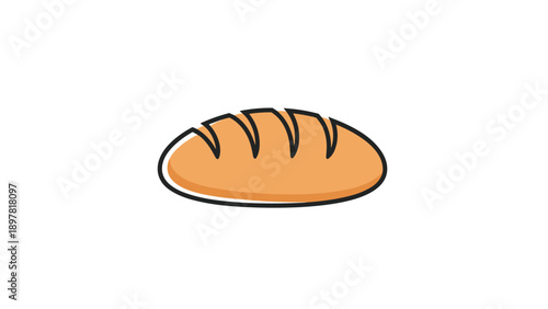Simple Cartoon Loaf of Bread Icon on White Background