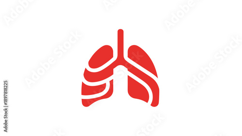 Red Human Lungs Icon Symbol on White Background