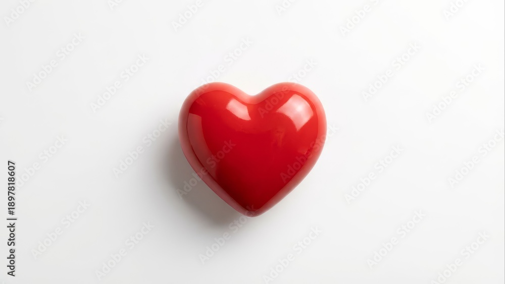 Fototapeta premium A single, bright red heart symbol isolated on a clean white background, perfect for themes of love and health