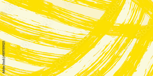 Abstract yellow brushstrokes create a dynamic and energetic background texture