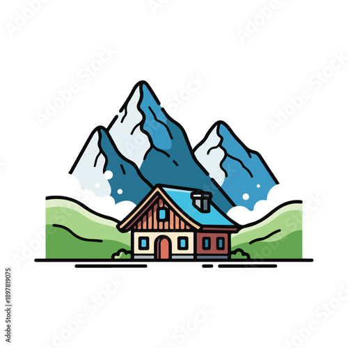A house near mountains