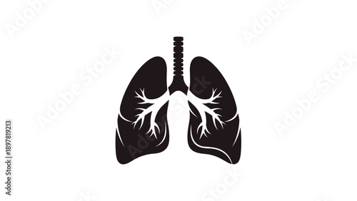 Human Lungs Silhouette Icon for Respiratory System
