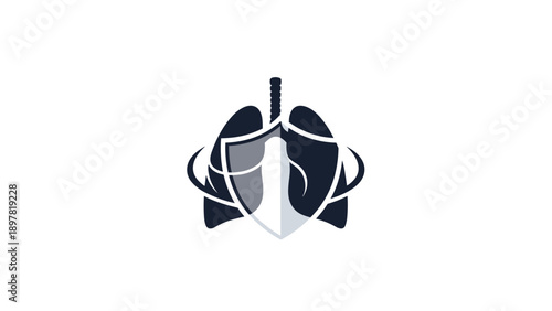 Lungs Protection Shield and Sword Logo Design for Respiratory Health