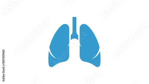 Minimalist Blue Lungs Icon on White Background